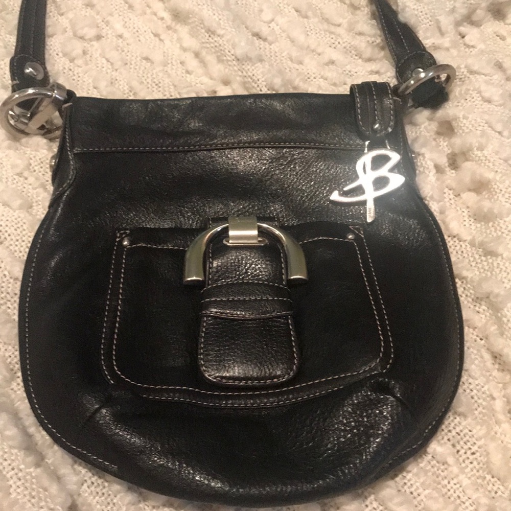 Black leather cross body bag
